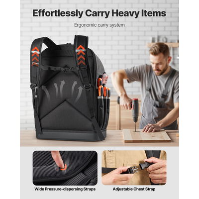 Σακίδιο Εργαλείων VEVOR με 56 τσέπες, ανθεκτικό στις πιτσιλιές, σακίδιο εργασίας για ηλεκτρολόγο