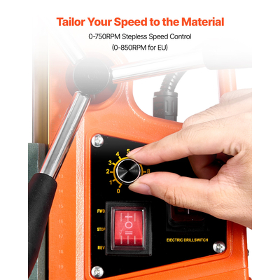 Μαγνητική πρέσα τρυπανιού VEVOR, πρέσα τρυπανιού Mag 1400 W 0-850 RPM με 11 τρυπάνια πυρήνα