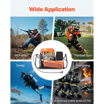 Αεροσυμπιεστής VEVOR PCP 4500PSI/30Mpa Τετρακύλινδρος Αεροσυμπιεστής με Φιάλη Καταδύσεων