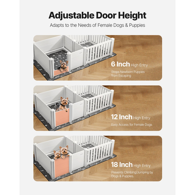 VEVOR Κουτί Στυλό για Γέννηση Σκύλου με Ρυθμιζόμενο Ύψος Πόρτας για Μεσαίου Μεγέθους Σκύλους 73x38x19,7 ίντσες