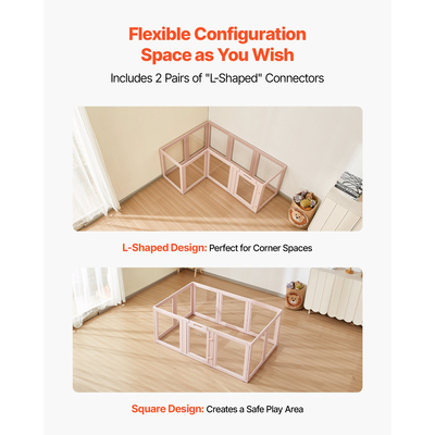 VEVOR Κουτί Στυλό Γέννησης Σκύλου με Παράθυρο Διαφανές για Μεσαίου Μεγέθους Σκύλους 60x39x23 ίντσες