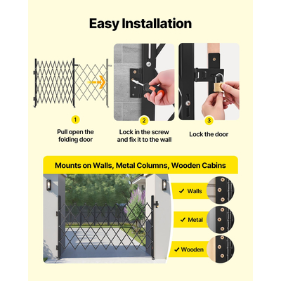 Πτυσσόμενη Πόρτα Ασφαλείας VEVOR Μονή Πτυσσόμενη Πόρτα Ασφαλείας με Κλείδωμα Ψαλιδιού 74,80 x 51,57 ίντσες (ΠxΥ)