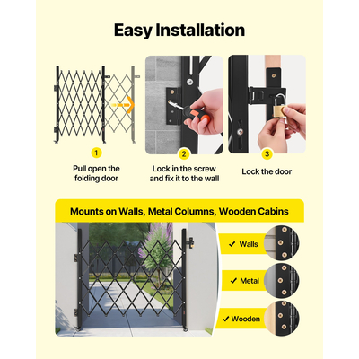 Πτυσσόμενη Πόρτα Ασφαλείας VEVOR Μονή Πτυσσόμενη Πόρτα Ασφαλείας με Κλείδωμα Ψαλιδιού 43,31 x 51,57 ίντσες (ΠxΥ)