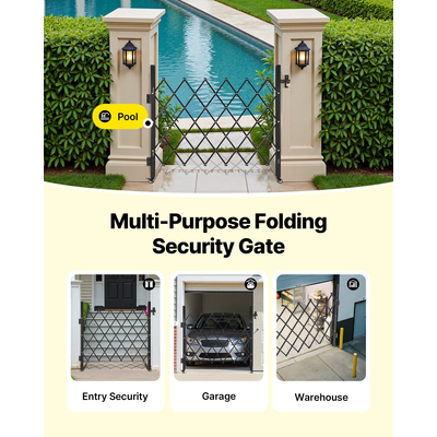 Πτυσσόμενη Πόρτα Ασφαλείας VEVOR Μονή Πτυσσόμενη Πόρτα Ασφαλείας με Κλείδωμα Ψαλιδιού 43,31 x 51,57 ίντσες (ΠxΥ)