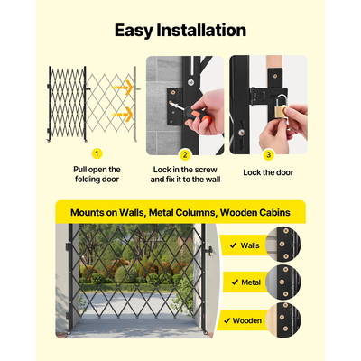 Πτυσσόμενη Πόρτα Ασφαλείας VEVOR Μονή Πτυσσόμενη Πόρτα Ασφαλείας με Κλείδωμα Ψαλιδιού 70,87 x 63,39 ίντσες (ΠxΥ)