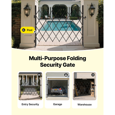 Πτυσσόμενη Πόρτα Ασφαλείας VEVOR Μονή Πτυσσόμενη Πόρτα Ασφαλείας με Κλείδωμα Ψαλιδιού 70,87 x 63,39 ίντσες (ΠxΥ)