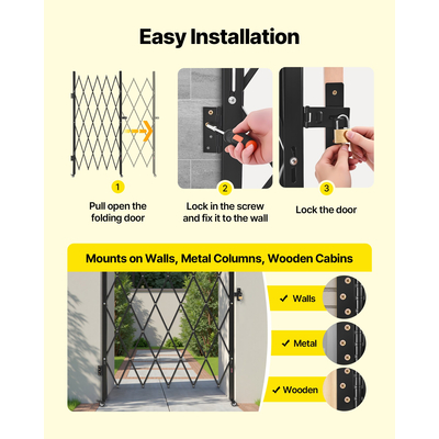 Πτυσσόμενη Πόρτα Ασφαλείας VEVOR Μονή Πτυσσόμενη Πόρτα Ασφαλείας με Κλείδωμα Ψαλιδιού 49,61 x 77,76 ίντσες (ΠxΥ)