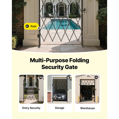 Πτυσσόμενη Πόρτα Ασφαλείας VEVOR Μονή Πτυσσόμενη Πόρτα Ασφαλείας με Κλείδωμα Ψαλιδιού 49,61 x 77,76 ίντσες (ΠxΥ)