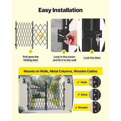 Πόρτα ασφαλείας VEVOR Διπλή πτυσσόμενη πόρτα ασφαλείας με κλείδωμα ψαλιδιού 145,67 x 63,19 ίντσες (ΠxΥ)