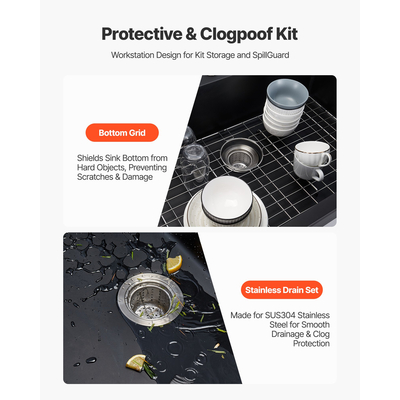 Νιπτήρας κουζίνας VEVOR 63 cm από γρανίτη με ενιαία λεκάνη και τοποθέτηση σε πάνω μέρος για μπαρ τροχόσπιτων