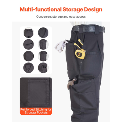 Παντελόνι VEVOR FR για άνδρες, ανθεκτικό στη φλόγα, παντελόνι cargo με πολλαπλές τσέπες, μέγεθος XL, μαύρο