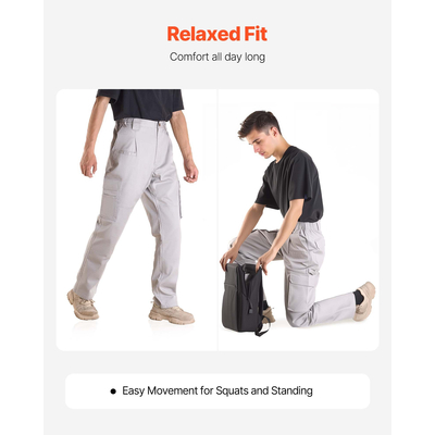 Παντελόνι VEVOR FR για άνδρες ανθεκτικό στη φλόγα παντελόνι φορτίου με πολλαπλές τσέπες, μέγεθος XL, γκρι