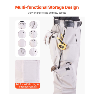 Παντελόνι VEVOR FR για άνδρες ανθεκτικό στη φλόγα παντελόνι φορτίου με πολλαπλές τσέπες, μέγεθος XL, γκρι