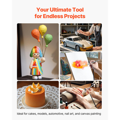 Κιτ Αερογράφου VEVOR Κιτ Αερογράφου 1/6 HP Αεροσυμπιεστής 1 Αερογράφος 3 Μύτες Βαφής