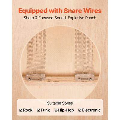 VEVOR Cajon Box Drum από ξύλο σημύδας, συμπαγές κρουστό όργανο με σύρματα ταμπούρου