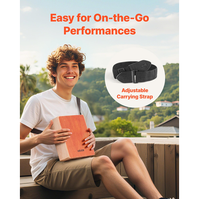 VEVOR Cajon Box Ξύλινο Κρουστό Όργανο με Χορδές Κιθάρας Τσάντα Ταξιδιού