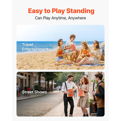 VEVOR Cajon Box Ξύλινο Κρουστό Όργανο με Χορδές Κιθάρας Τσάντα Ταξιδιού