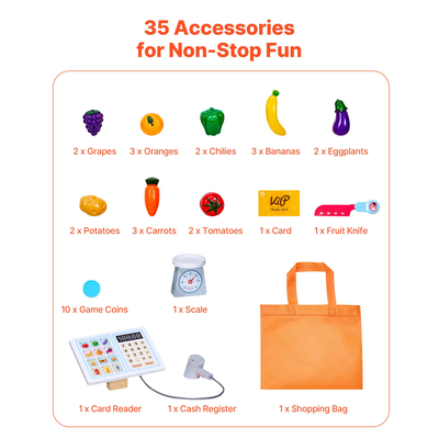 VEVOR Παιδικό Σετ Παιχνιδιού για Παντοπωλείο, Σούπερ Μάρκετ και Ταμειακή Μηχανή