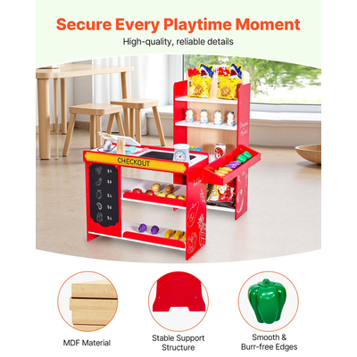 VEVOR Παιδικό Σετ Παιχνιδιού για Παντοπωλείο, Σούπερ Μάρκετ και Ταμειακή Μηχανή