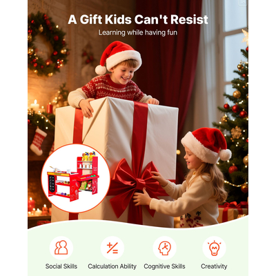 VEVOR Παιδικό Σετ Παιχνιδιού για Παντοπωλείο, Σούπερ Μάρκετ και Ταμειακή Μηχανή