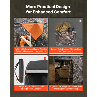 Φορητό στόρι κυνηγιού VEVOR, διαφανές στόρι εδάφους για ελάφια, τσάντα μεταφοράς 6-7 ατόμων