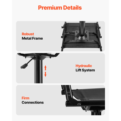Καρέκλα κυνηγιού VEVOR, περιστρεφόμενη 360°, αθόρυβη στόρια, μπράτσα ρυθμιζόμενου ύψους