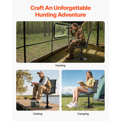 Καρέκλα κυνηγιού VEVOR, περιστρεφόμενη 360°, αθόρυβη στόρια, μπράτσα ρυθμιζόμενου ύψους