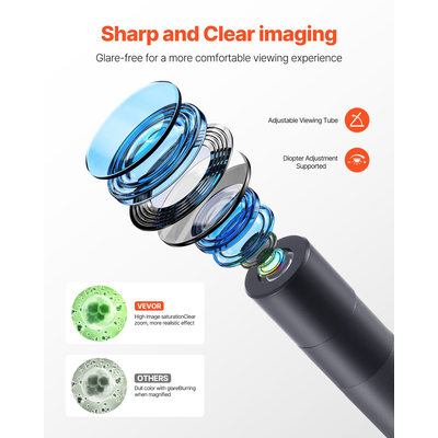 Επαγγελματικό κιτ σύνθετου μικροσκοπίου τριοφθάλμιου VEVOR με μεγέθυνση 40-5000X