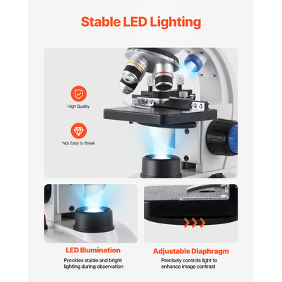 Επαγγελματικό κιτ σύνθετου μικροσκοπίου τριοφθάλμιου VEVOR με μεγέθυνση 40-5000X
