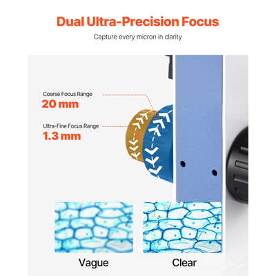 Κιτ σύνθετου μικροσκοπίου διόφθαλμου VEVOR 40-5000X Σετ προσοφθαλμίων διπλού σταδίου δύο