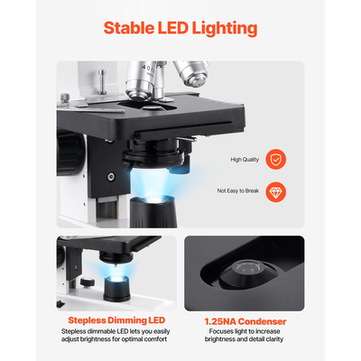 Κιτ σύνθετου μικροσκοπίου διόφθαλμου VEVOR 40-5000X Σετ προσοφθαλμίων διπλού σταδίου δύο