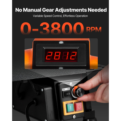 Τόρνος Ξυλουργικής VEVOR 1HP/750W Ισχύς Πάγκου Εργασίας 304 x 465 mm Τόρνος Ξύλου Πάγκου Εργασίας 0 έως 3800 RPM Μεταβλητή Ταχύτητα Κατάλληλος για Τόρνευση Μπολ, Στυλό, Κύπελλα και Μικρά Σκαλίσματα