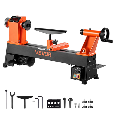 Τόρνος Ξυλουργικής VEVOR 1HP/750W Ισχύς Πάγκου Εργασίας 304 x 465 mm Τόρνος Ξύλου Πάγκου Εργασίας 0 έως 3800 RPM Μεταβλητή Ταχύτητα Κατάλληλος για Τόρνευση Μπολ, Στυλό, Κύπελλα και Μικρά Σκαλίσματα