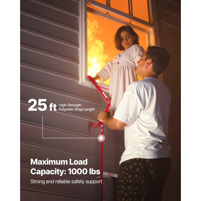 Σκάλα Πυρασφάλειας VEVOR 3-όροφη, αναδιπλούμενη σκάλα έκτακτης ανάγκης ασφαλείας 25 ποδιών