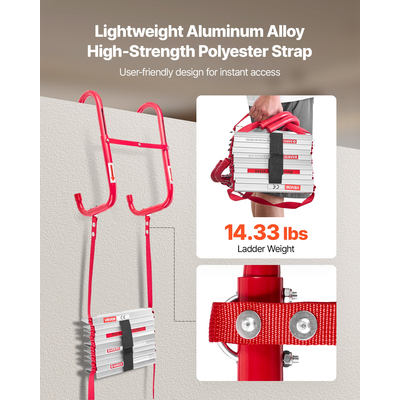 Σκάλα Πυρασφάλειας VEVOR 3-όροφη, αναδιπλούμενη σκάλα έκτακτης ανάγκης ασφαλείας 25 ποδιών