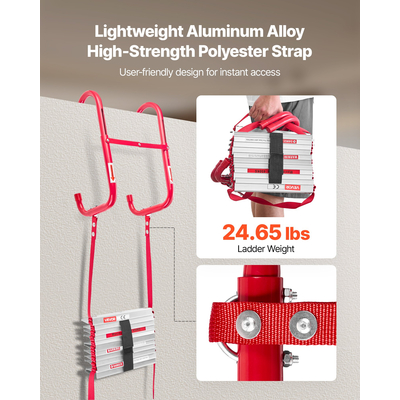 Σκάλα Πυρασφάλειας VEVOR 5-6 ορόφων, 50 πόδια, αναδιπλούμενη σκάλα πυρασφάλειας έκτακτης ανάγκης