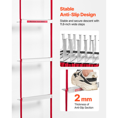 Σκάλα Πυρασφάλειας VEVOR 5-6 ορόφων, 50 πόδια, αναδιπλούμενη σκάλα πυρασφάλειας έκτακτης ανάγκης