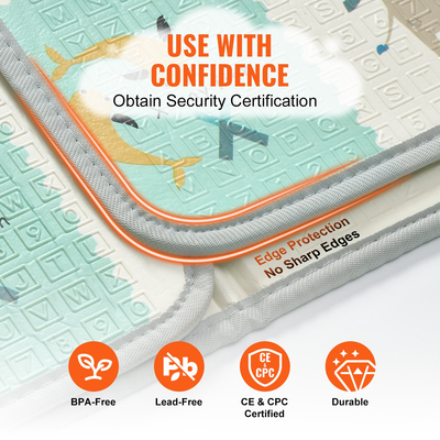 VEVOR Παιδικό Παιχνιδόπαιδο 71"x79" Μαλακό Παιδικό Παιχνιδόπαιδο Δραστηριοτήτων 2 Πλευρών