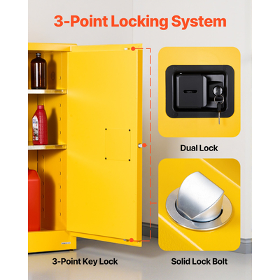 Εύφλεκτο ντουλάπι αποθήκευσης VEVOR 29Gal με ρυθμιζόμενο ράφι για εύφλεκτα υγρά