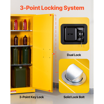 Εύφλεκτο ντουλάπι αποθήκευσης VEVOR 23Gal με ρυθμιζόμενο ράφι για εύφλεκτα υγρά