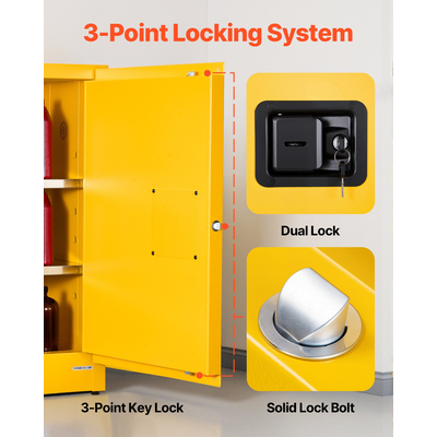 Εύφλεκτο ντουλάπι αποθήκευσης VEVOR 13Gal με ρυθμιζόμενο ράφι για εύφλεκτα υγρά