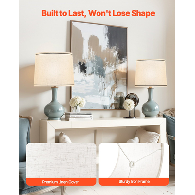 Σετ 2 αμπαζούρ VEVOR με άρπα 11 x 13 x 10 ίντσες (ανοιχτό λινό με μαύρο περίγραμμα)