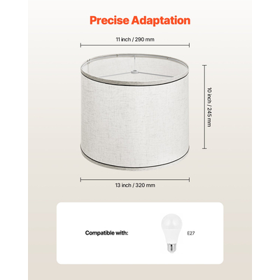 Σετ 2 αμπαζούρ VEVOR με άρπα 11 x 13 x 10 ίντσες (ανοιχτό λινό με μαύρο περίγραμμα)