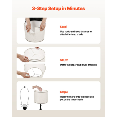 Σετ 2 αμπαζούρ VEVOR με άρπα 11 x 13 x 10 ίντσες (ανοιχτό λινό με μαύρο περίγραμμα)