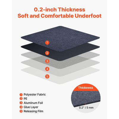 Πλακάκια χαλιού VEVOR 610x610 mm 15 τεμάχια αυτοκόλλητα χαλιά αποκολλούμενα και κολλημένα σε γκρι χρώμα