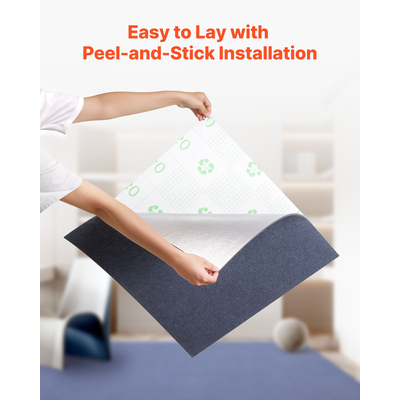 Πλακάκια χαλιού VEVOR 610x610 mm 15 τεμάχια αυτοκόλλητα χαλιά αποκολλούμενα και κολλημένα σε γκρι χρώμα