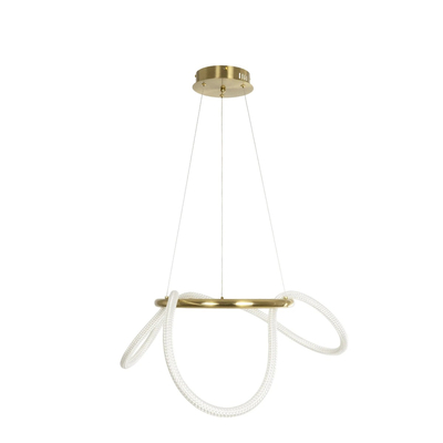 kelvo® GLOW 61658 Μοντέρνο Κρεμαστό Φωτιστικό Οροφής LED 36W 3600lm 360° AC 220-240V IP20 Ρυθμιζόμενο Λευκό CCT με Χειριστήριο από 2700K έως 6000K Dimmable - Lumileds SMD Chip - Χρυσό Πλατίνα & Λευκό Νήμα - Μ60 x Π60 x Υ45cm - 3 Χρόνια Εγγύηση