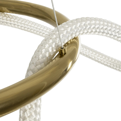 kelvo® GLOW 61658 Μοντέρνο Κρεμαστό Φωτιστικό Οροφής LED 36W 3600lm 360° AC 220-240V IP20 Ρυθμιζόμενο Λευκό CCT με Χειριστήριο από 2700K έως 6000K Dimmable - Lumileds SMD Chip - Χρυσό Πλατίνα & Λευκό Νήμα - Μ60 x Π60 x Υ45cm - 3 Χρόνια Εγγύηση