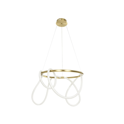 kelvo® GLOW 61659 Μοντέρνο Κρεμαστό Φωτιστικό Οροφής LED 58W 5800lm 360° AC 220-240V IP20 Ρυθμιζόμενο Λευκό CCT με Χειριστήριο από 2700K έως 6000K Dimmable - Lumileds SMD Chip - Χρυσό Πλατίνα & Λευκό Νήμα - Μ80 x Π80 x Υ60cm - 3 Χρόνια Εγγύηση