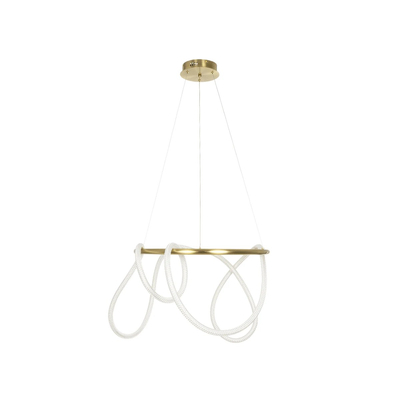 kelvo® GLOW 61659 Μοντέρνο Κρεμαστό Φωτιστικό Οροφής LED 58W 5800lm 360° AC 220-240V IP20 Ρυθμιζόμενο Λευκό CCT με Χειριστήριο από 2700K έως 6000K Dimmable - Lumileds SMD Chip - Χρυσό Πλατίνα & Λευκό Νήμα - Μ80 x Π80 x Υ60cm - 3 Χρόνια Εγγύηση